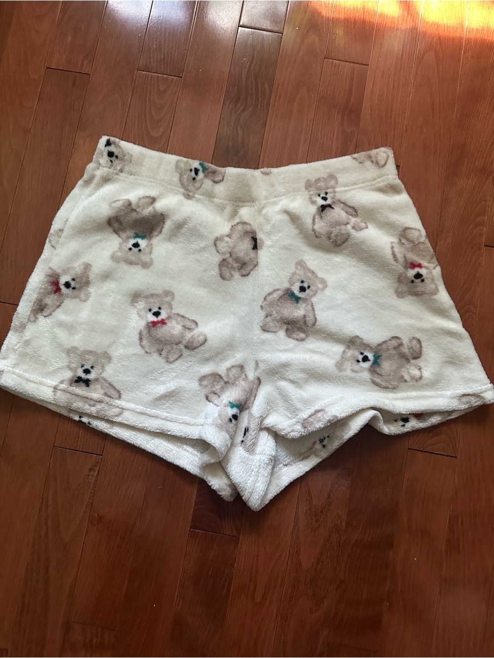 Cozy Teddy Bear Fuzzy Lounge Shorts - Cream
